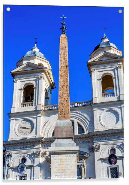Trinita Dei Monti Spanish Steps Rome Italy Acrylic by William Perry