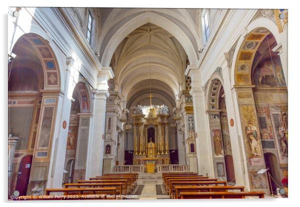 Basilica Trinita Dei Monti Spanish Steps Rome Italy  Acrylic by William Perry