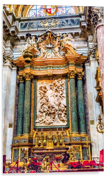 Saint Agnese In Agone Church Altar Basilica Rome Italy  Acrylic by William Perry