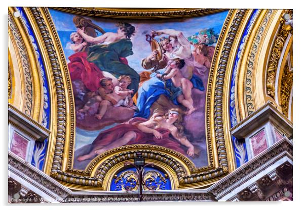 Women Painting Saint Agnese In Agone Church Rome Italy Acrylic by William Perry