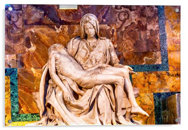Michelangelo's Pieta Saint Peter's Vatican Rome Italy Acrylic by William Perry