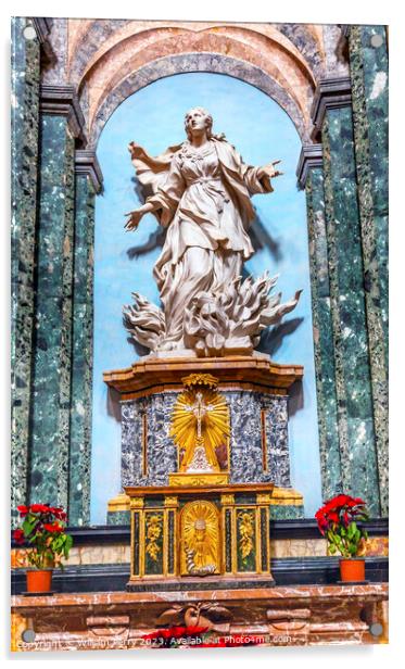 Saint Agnese In Agone Church Basilica Statue Rome Italy  Acrylic by William Perry