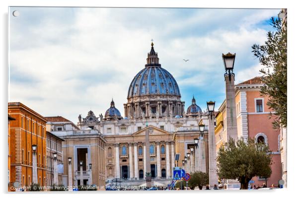 Street View Saint Peter's Basilica Vatican Rome Italy  Acrylic by William Perry