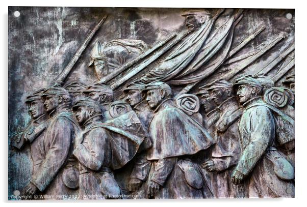 Union Soldiers Charging US Grant Statue Memorial Capitol Hill Wa Acrylic by William Perry