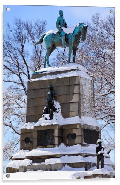 General Sherman Statue Pennsylvania Ave Snow Washington DC Acrylic by William Perry