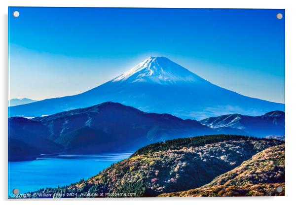 Colorful Mount Fuji Lookout Lake Ashiniko Hakone Kanagawa Japan  Acrylic by William Perry