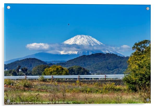 Colorful Mount Fuji Airplane Road Hiratsuka Kanagawa Japan  Acrylic by William Perry