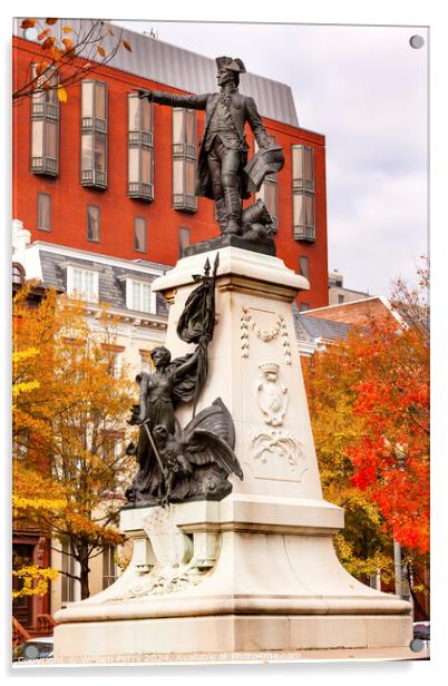 General Rochambeau Statue Lafayette Park Autumn Washington DC Acrylic by William Perry