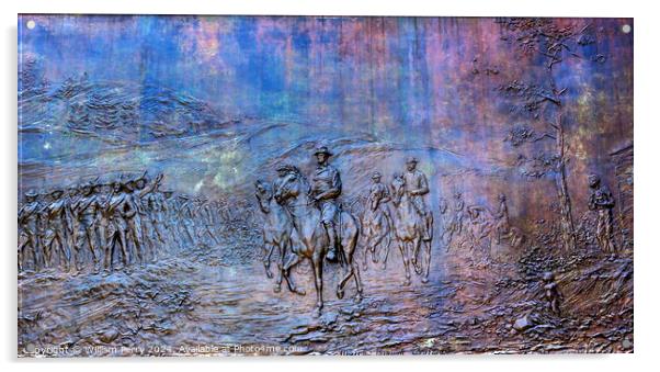 General Sherman Civil War Memorial Bronze Bas Relief Marching Th Acrylic by William Perry