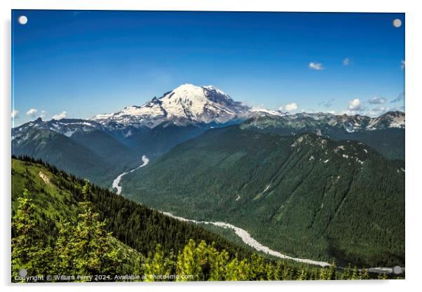 Mount Rainier White River Crystal Mountain Washington Acrylic by William Perry