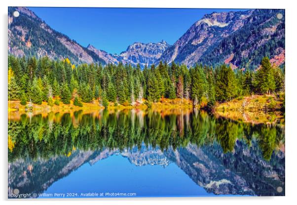 Gold Lake Reflection Mt Chikamin Peak Snoqualme Pass Washington Acrylic by William Perry