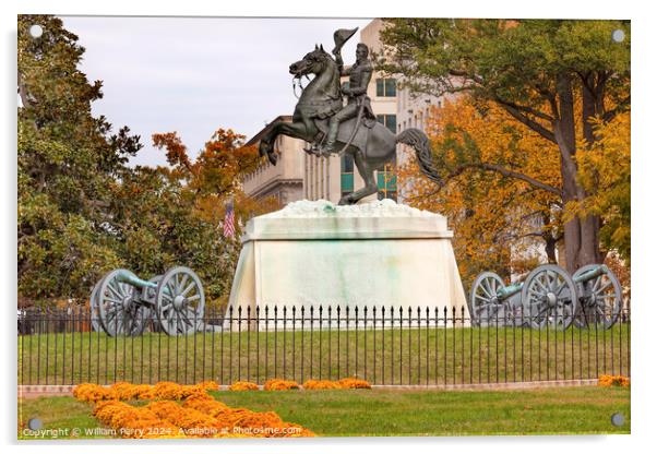 Jackson Statue Lafayette Park Autumn Washington DC Acrylic by William Perry