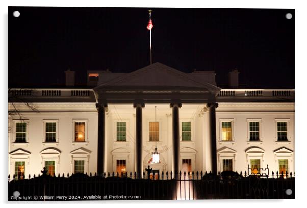 White House Night Pennsylvania Ave Washington DC Acrylic by William Perry