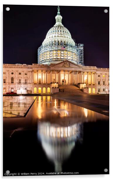 US Capitol North Side Construction Night Stars Washington DC Acrylic by William Perry