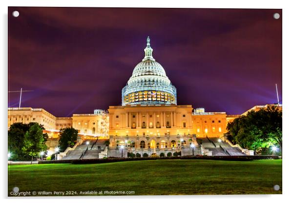 US Capitol South Side Construction Night Stars Washington DC Acrylic by William Perry