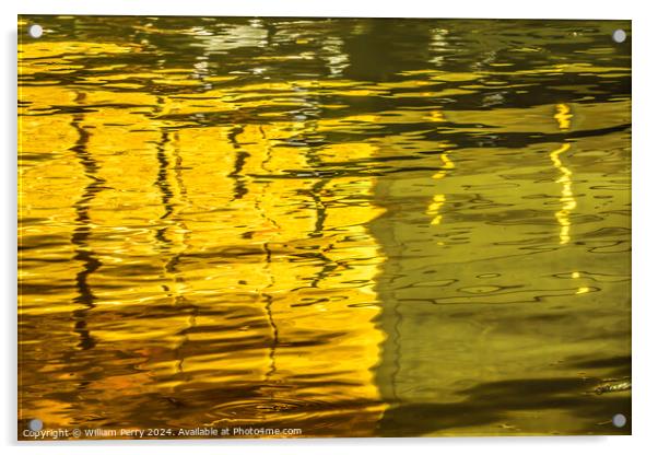 Water Reflection Garden Kinkaku-Ji Golden Pavilion Temple Kyoto  Acrylic by William Perry