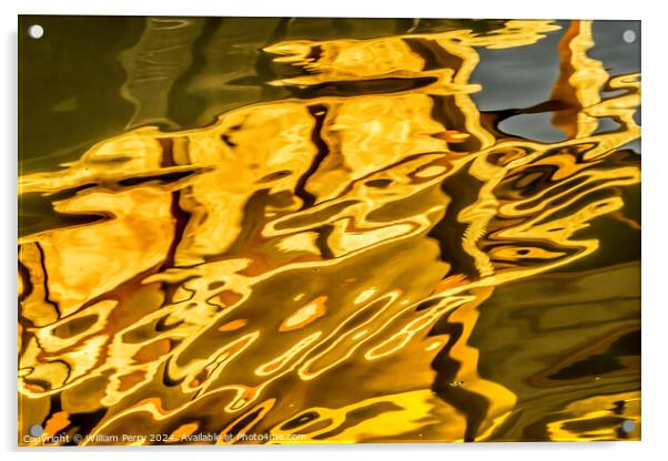 Water Reflection Abstract Kinkaku-Ji Golden Temple Kyoto Japan Acrylic by William Perry