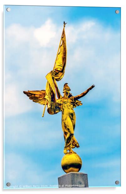 Golden Winged Victory Statue World War 1 Washington DC Acrylic by William Perry
