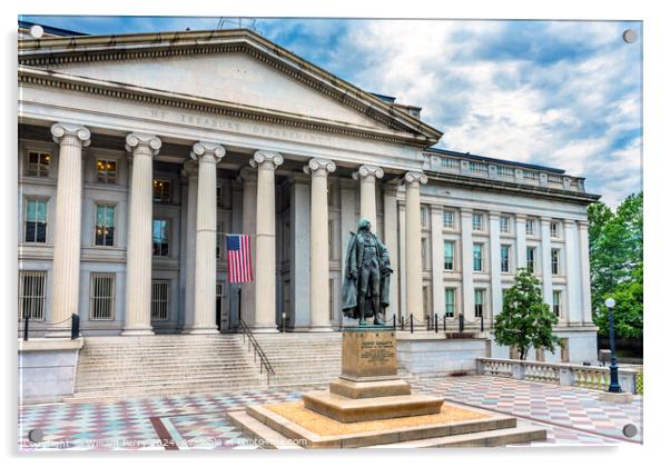 Albert Gallatin Statue US Treasury Department Washington DC Acrylic by William Perry
