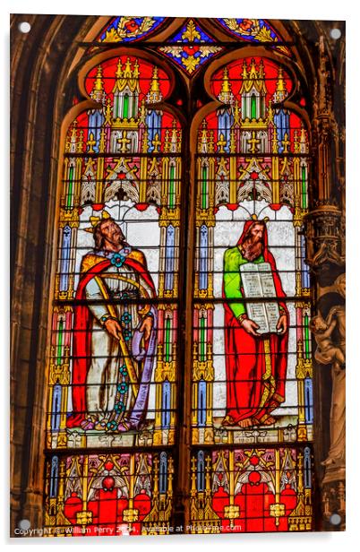 Moses David Stained Glass Saint Bonaventure Basilica Lyon France Acrylic by William Perry