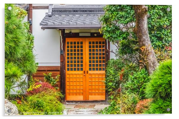 Japanese Wooden Door Tofuku-Ji Buddhist Temple Kyoto Japan Acrylic by William Perry