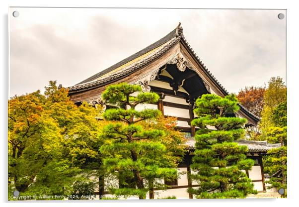 Colorful Fall Leaves Sanmon Gate Tofuku-Ji Buddhist Temple Kyoto Acrylic by William Perry