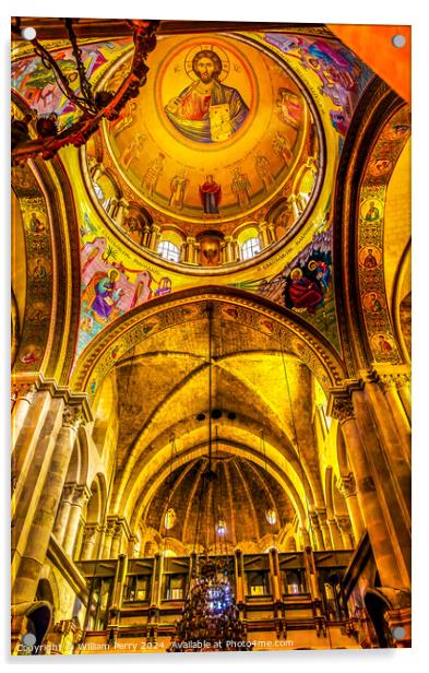 Dome Crusader Church of Holy Sepulchre Jerusalem Israel Acrylic by William Perry