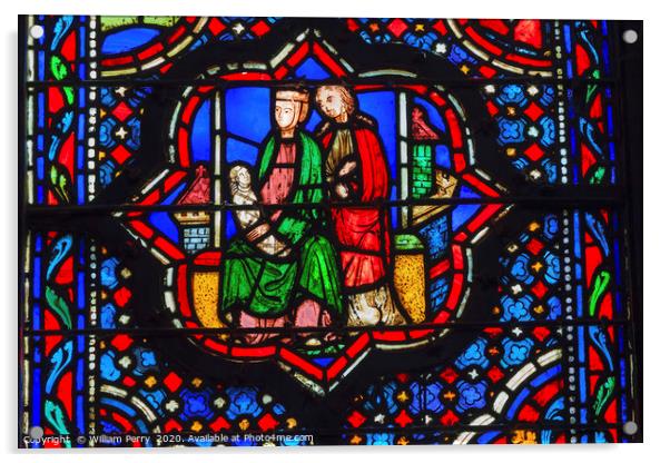 Jesus Mary Joseph Stained Glass Sainte Chapelle Pa Acrylic by William Perry