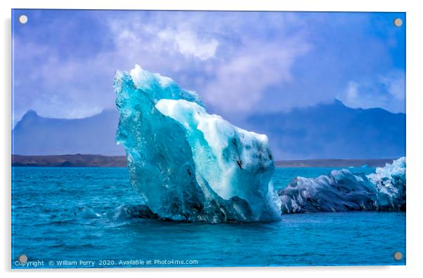 Blue Large Iceberg Jokulsarlon Glacier Lagoon Icel Acrylic by William Perry