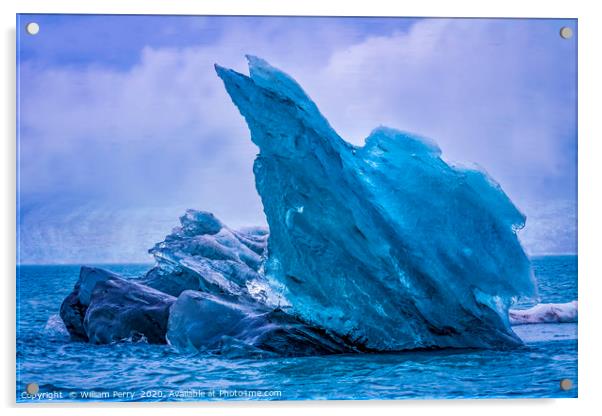 Blue Large Iceberg Jokulsarlon Glacier Lagoon Iceland Acrylic by William Perry