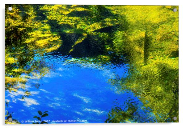 Summer Blue Green Abstract Wenatchee River Washing Acrylic by William Perry