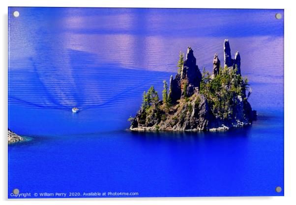 Phantom Ship Island Crater Lake Oregon Acrylic by William Perry