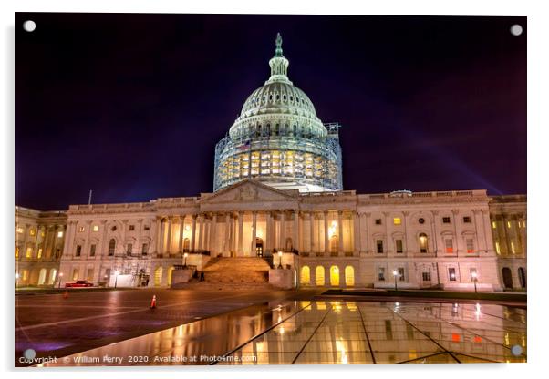 US Capitol Construction Night Stars Washington DC Acrylic by William Perry