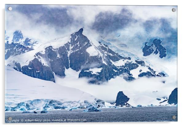 Mountains Glaciers Charlotte Bay Antarctica Acrylic by William Perry