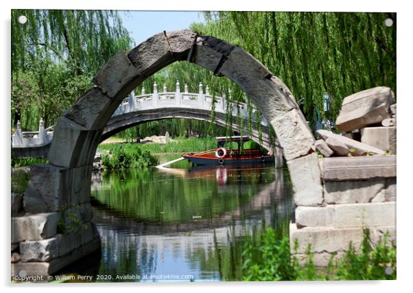 Canqiao Bridge Old Summer Palace Willows Beijing C Acrylic by William Perry