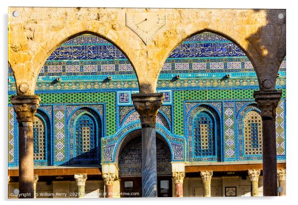 Mosaics Dome of the Rock Temple Mount Jerusalem Is Acrylic by William Perry