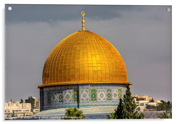 Dome Rock Islamic Mosque Temple Mount Jerusalem Is Acrylic by William Perry