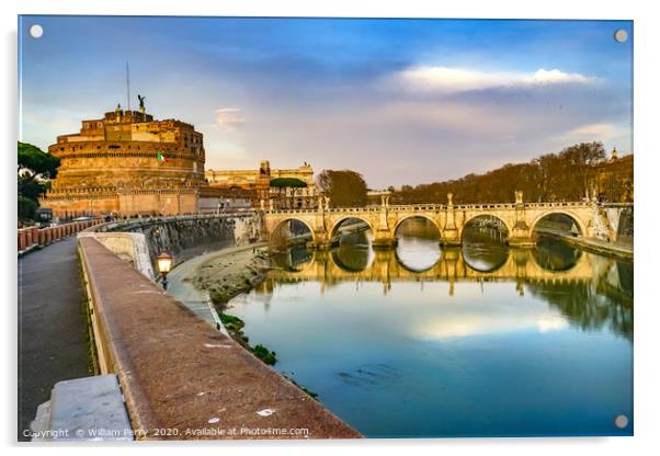 Castel Ponte Saint Angelo Tiber River Rome Italy Acrylic by William Perry