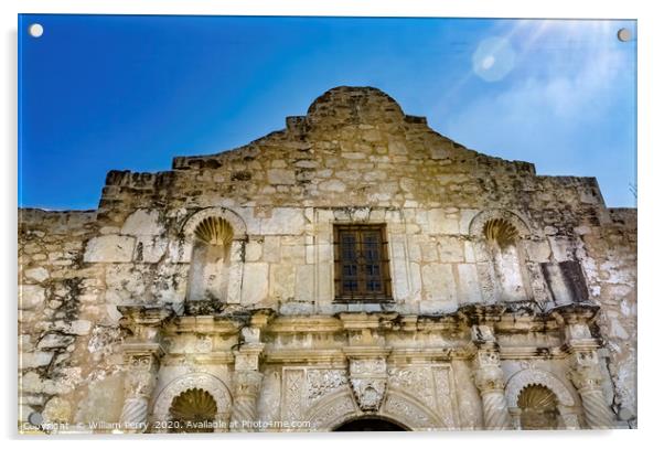 Sun Rays Alamo Mission Independence Battle Site Sa Acrylic by William Perry
