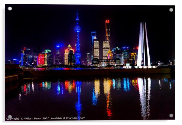 Monument Heroes TV Tower Pudong Bund Huangpu River Acrylic by William Perry
