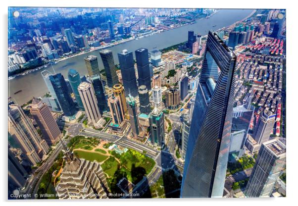 Black Shanghai World Financial Center Skyscraper J Acrylic by William Perry