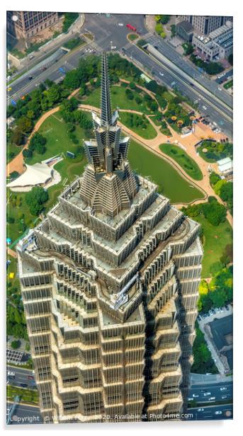 Jin Mao Tower Skyscraper Close Up Liujiashui Finan Acrylic by William Perry
