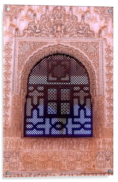 Alhambra Courtyard Moorish Wall Designs Window Gra Acrylic by William Perry