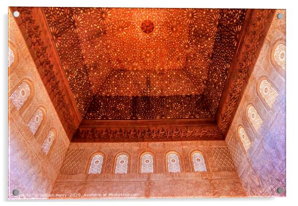 Square Shaped Domed Ceiling Alhambra Arch Moorish  Acrylic by William Perry