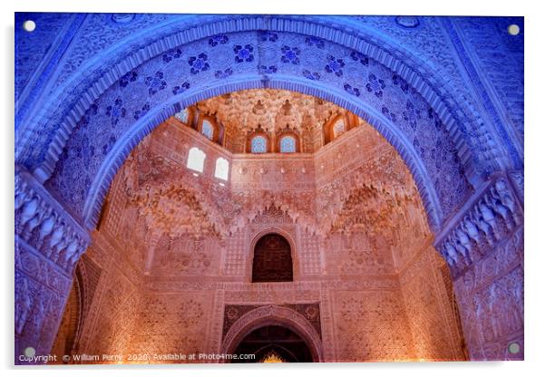 Blue Arch Albencerrajes Alhambra Moorish Wall Desi Acrylic by William Perry