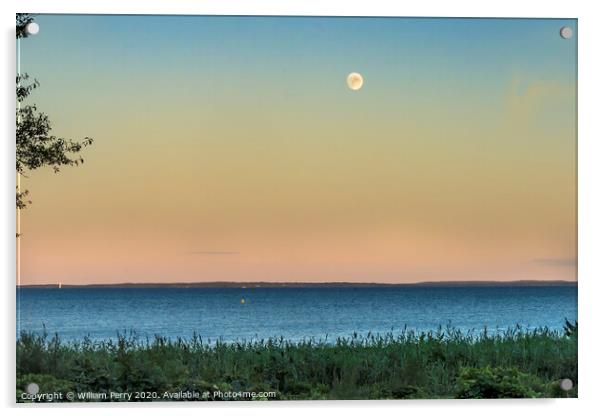 Moon Padanaram View Ocean Dartmouth Massachusetts Acrylic by William Perry