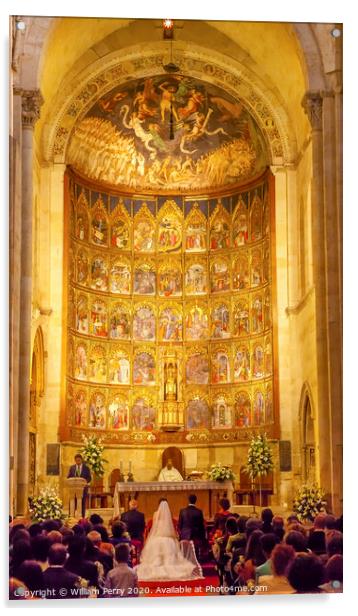 Marriage Groom Bride Ancient Apse House Old Salamanca Cathedral Acrylic by William Perry