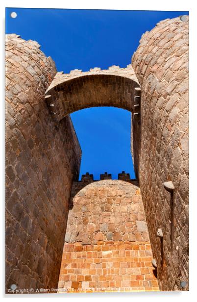 Avila Castle Walls Arch Cityscape Castile Spain Acrylic by William Perry