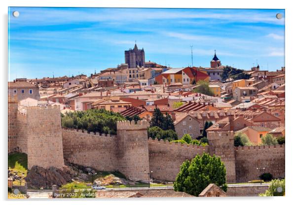 Avila Walls Ancient Medieval City Castile Spain Acrylic by William Perry