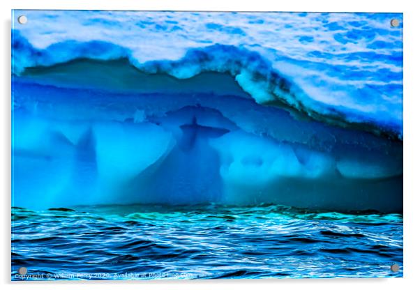 Floating Blue Green Iceberg Closeup Water Antarctica Acrylic by William Perry